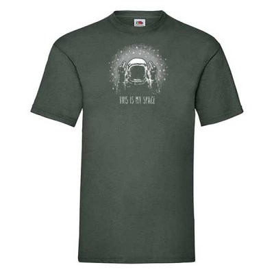 ΠΡΑΣΙΝΟ ΣΚΟΥΡΟ t-shirt FRUIT OF THE LOOM με στάμπα A6536